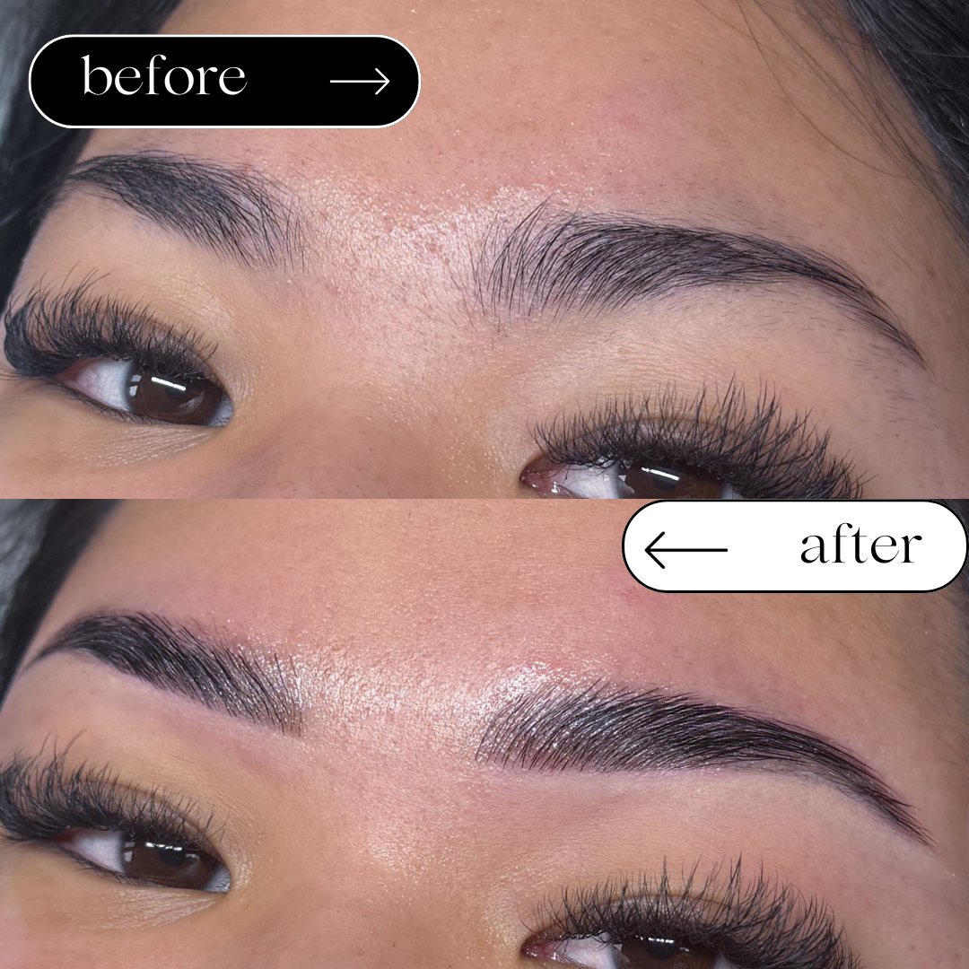 Before and after brow lamination
